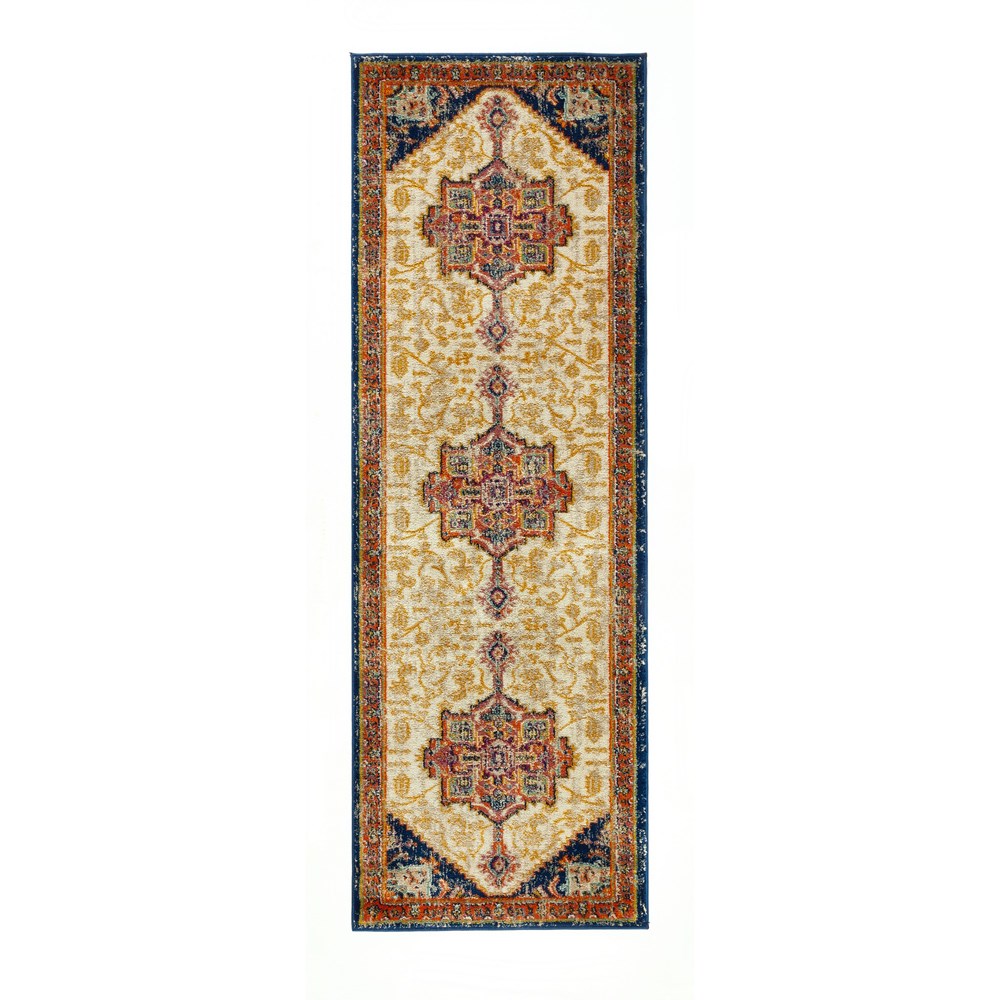 Granada Traditional Persian Floral Runner Rugs in Amber Yellow